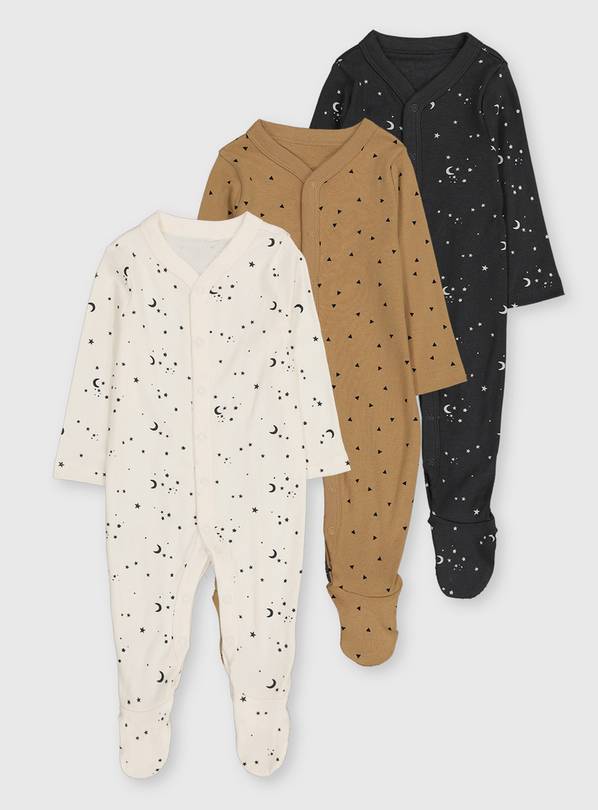 Buy Moon & Star Sleepsuits 3 Pack Newborn Sleepsuits and pyjamas